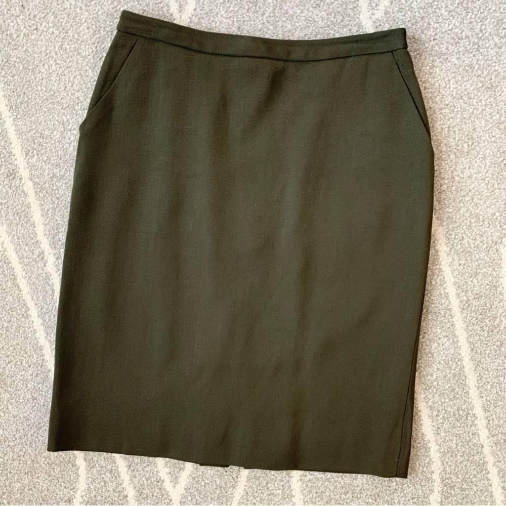 Jones New York Vintage Wool Olive Green Pencil Skirt